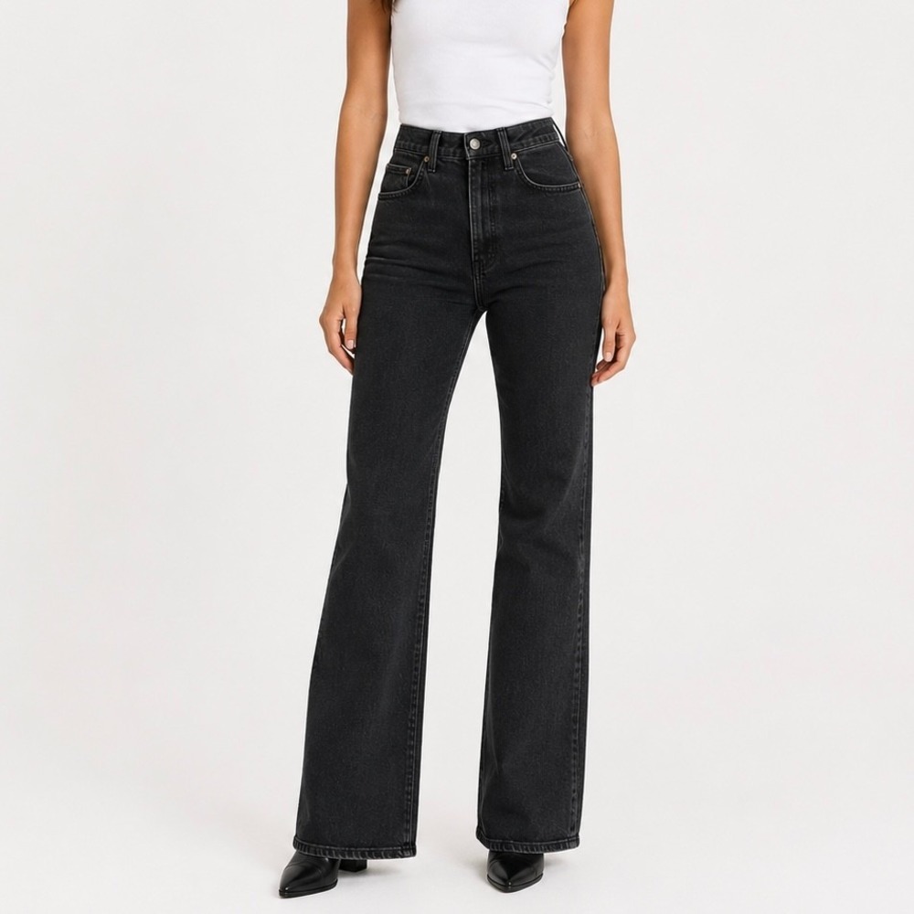 Khaite Vivian High Rise Bootcut Jeans Washed Black Size 28 Made in USA